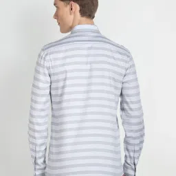 arrow new york Arrow Newyork Grey Cotton Slim Fit Striped Shirt image 2