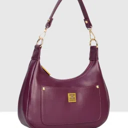 Esbeda Maroon Solid Medium Shoulder Handbag image 2