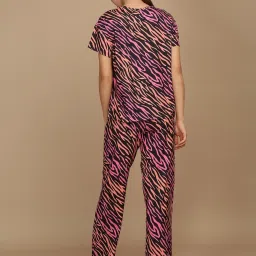 Sweet Dreams Black Polyester Print Short sleeve T-Shirt and Pyjama image 2