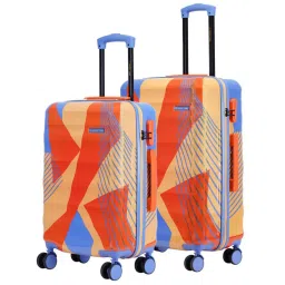Nasher Miles Chicago Hard Polycarbonate Printed Set of 2 Orange Blue Trolley Bag (55 & 65 cm) image 2