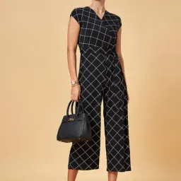 Annabelle by Pantaloons Black Chequered Jumpsuit image 4