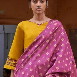 Saree Mall Purple Printed Saree With Unstitched Blouse image 2