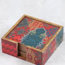 india circus by krsnaa mehta India Circus By Krshna Mehta Multi Printed Coasters with Stand image 2