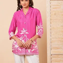 Fashor Pink Printed A Line Short Kurti-image-28