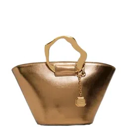 ALDO Gold Solid Large Satchel Handbag-image-54