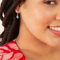 Accessorize London Real Gold-Plated Z Murano Blue Glass Heart Drop Earrings image 2