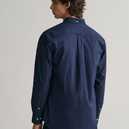GANT Men Button-Down Collar Classic Poplin Casual Navy Blue Shirt image 2