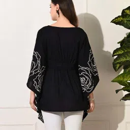 DECKEDUP Black Cotton Printed Kaftan image 2