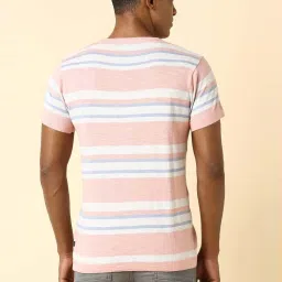 Allen Solly Pink Cotton Regular Fit Striped T-Shirt image 2