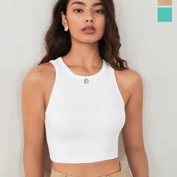 BAESD Women Pack Of 3 Ribbed Sleeveless Tank Crop Top-picture-39
