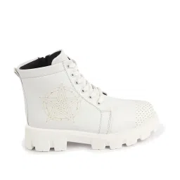 Fausto Women's White Derby Boots image 2