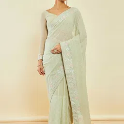 Soch Sap Green Embellished Saree With Unstitched Blouse image 2