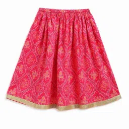 Campana Girls Yellow and Magenta Cotton Flared Fit Lehenga Choli Set image 3