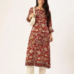 AMUKTI Red Floral Printed Kurta image 4