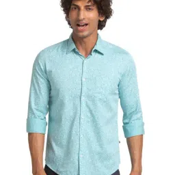 Parx Green Slim Fit Printed Shirt-image-5
