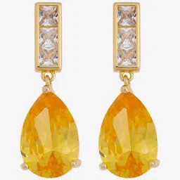 Kushal's Fashion Jewellery Yellow Gold Polished Zircon Earring for Women-picture-13