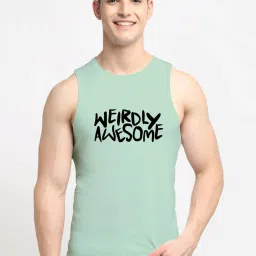 Friskers Green Cotton Slim Fit Printed Vest image 1