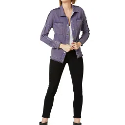 Miss Chase Purple Cotton Jacket image 4