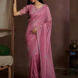 Saree Mall Pink Silk Embellished Saree with Blouse Piece-picture-25