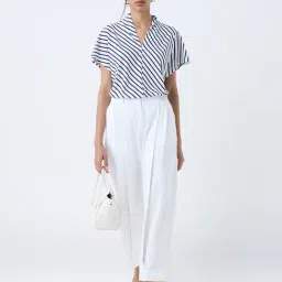 Wardrobe by Westside White Striped Blouse image 3