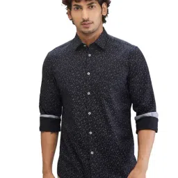 Parx Black Slim Fit Printed Shirt-image-6