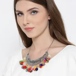 YouBella Oxidised Silver-Plated Cut-Out Necklace-picture-42