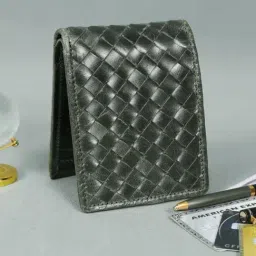 Celtic Black Woven Leather Bi-Fold Wallet image 2