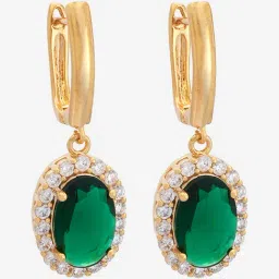 Kushal's Fashion Jewellery Green Gold Polished Zircon Earring for Women-picture-25