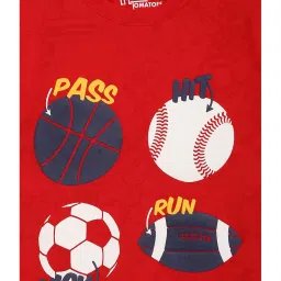 lil tomatoes Li'l Tomatoes Kids Red Cotton Printed T-Shirt & Mask image 5