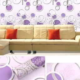 Sky Walls Purple & White Printed Waterproof Wallpaper image 4