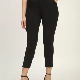 R&B Black Polyester Regular Fit Mid Rise Trousers-picture-25
