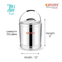 Rudra Silver Stainless Steel Casserole with Side Handle image 2