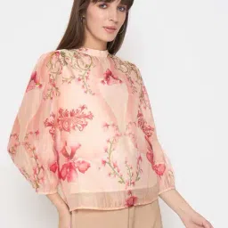 MADAME Peach Printed Top-image-25