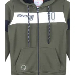 Monte Carlo Kids Olive Green Printed Full Sleeves Sweatshirt image 3