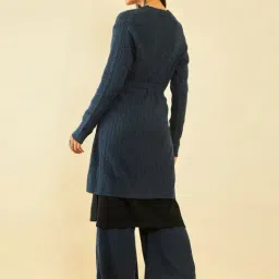 Soch Navy Self Pattern Shrug With Belt image 2