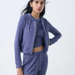 Superstar by Westside Dusty Blue Ribbed-Textured Jacket-picture-12