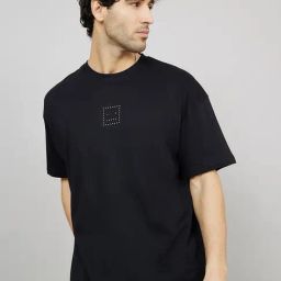 Styli Rhinestone Stud Oversized T-Shirt with Rib Neck Detail-picture-13