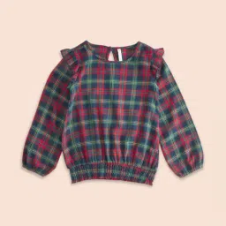 Pantaloons Junior Blue & Red Cotton Chequered Full Sleeves Top-picture-30