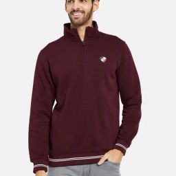 Octave Maroon Regular Fit High Neck Sweatshirt-picture-41