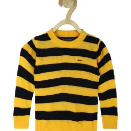 allen solly junior Allen Solly Kids Yellow & Black Self Design Full Sleeves Sweater image 1