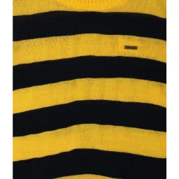 allen solly junior Allen Solly Kids Yellow & Black Self Design Full Sleeves Sweater image 3