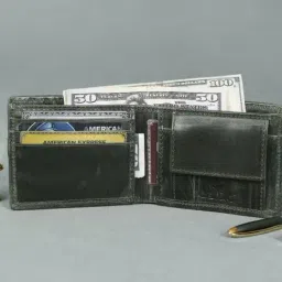 Celtic Black Woven Leather Bi-Fold Wallet image 3