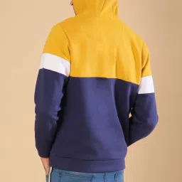 Campus Sutra Blue & Yellow Full Sleeves Hoodie image 2