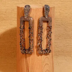 Sohi Intricate Constellation Geometric Dark Silver Dangler Earrings for Women & Girls-image-33