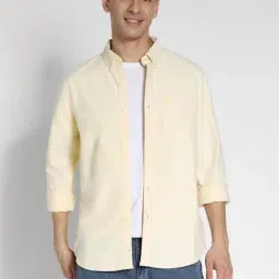 american eagle outfitters American Eagle Yellow Cotton Slim Fit Shirt-picture-44