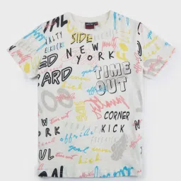 Gini & Jony Kids White Cotton Printed T-Shirt image 1