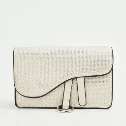 Code by Lifestyle White Embellished Sling Handbag-image-0