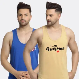 Friskers Multi Cotton Slim Fit Printed Vest - Pack of 2 image 1