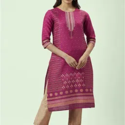 Rangmanch by Pantaloons Pink Cotton Printed Straight Kurta-image-36