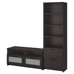 ikea brimnes TV storage combination, black, 180x41x190 cm image 1